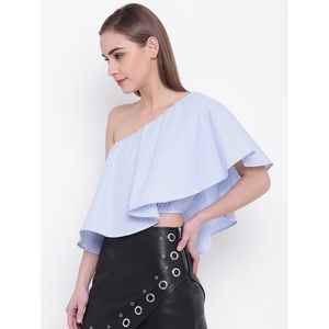 NEW Forever 21 Striped Woven One-Shoulder Top